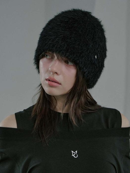 Soft Angora Beanie (Medal) - Black