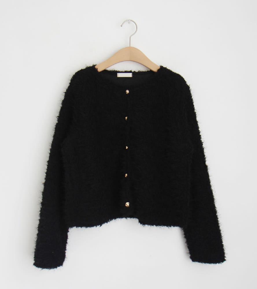 바이앤드린 링클 가디건 라운드넥 기본 베이직 퍼 가디건