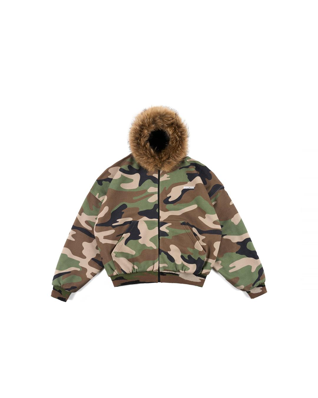 REVERSIBLE FUR ZIPPED HOODIE
