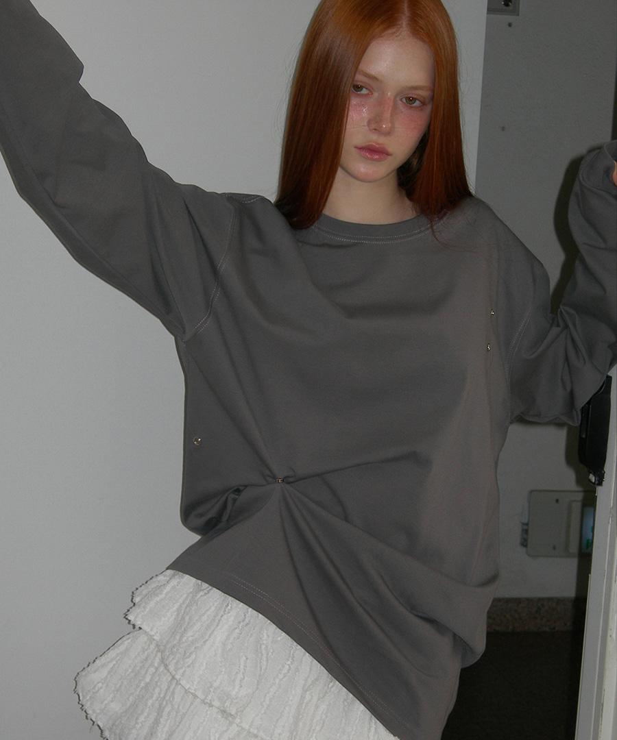 [9/24 예약배송] Snap Button Oversize Tee Gray