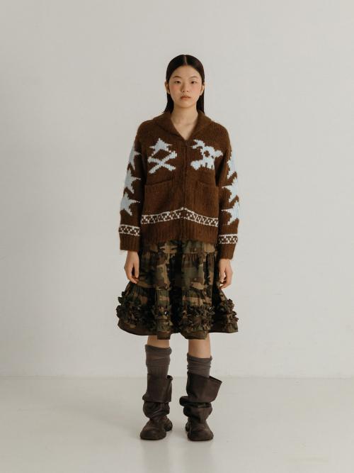 CAN_CAN FRILL SKIRT, CAMO