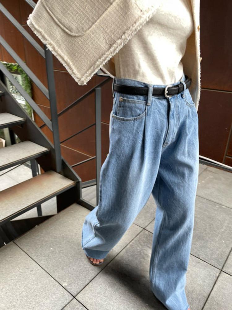 르웬 핀턱 시와 데님 팬츠