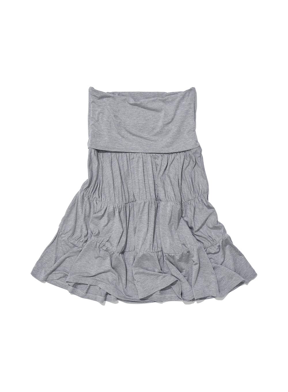 [WOMEN] PWC JERSEY SHIRRING TIERED MIDI SKIRT_MELANGE