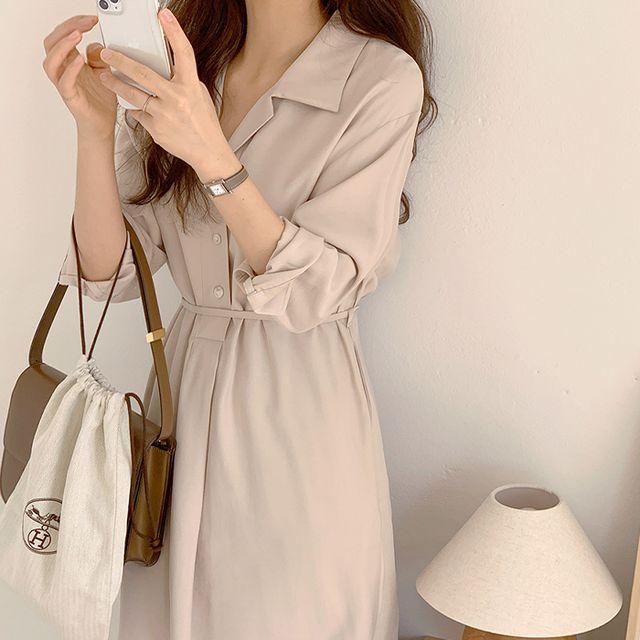 론리 원피스 셔츠 반오픈 롱원피스 하객룩