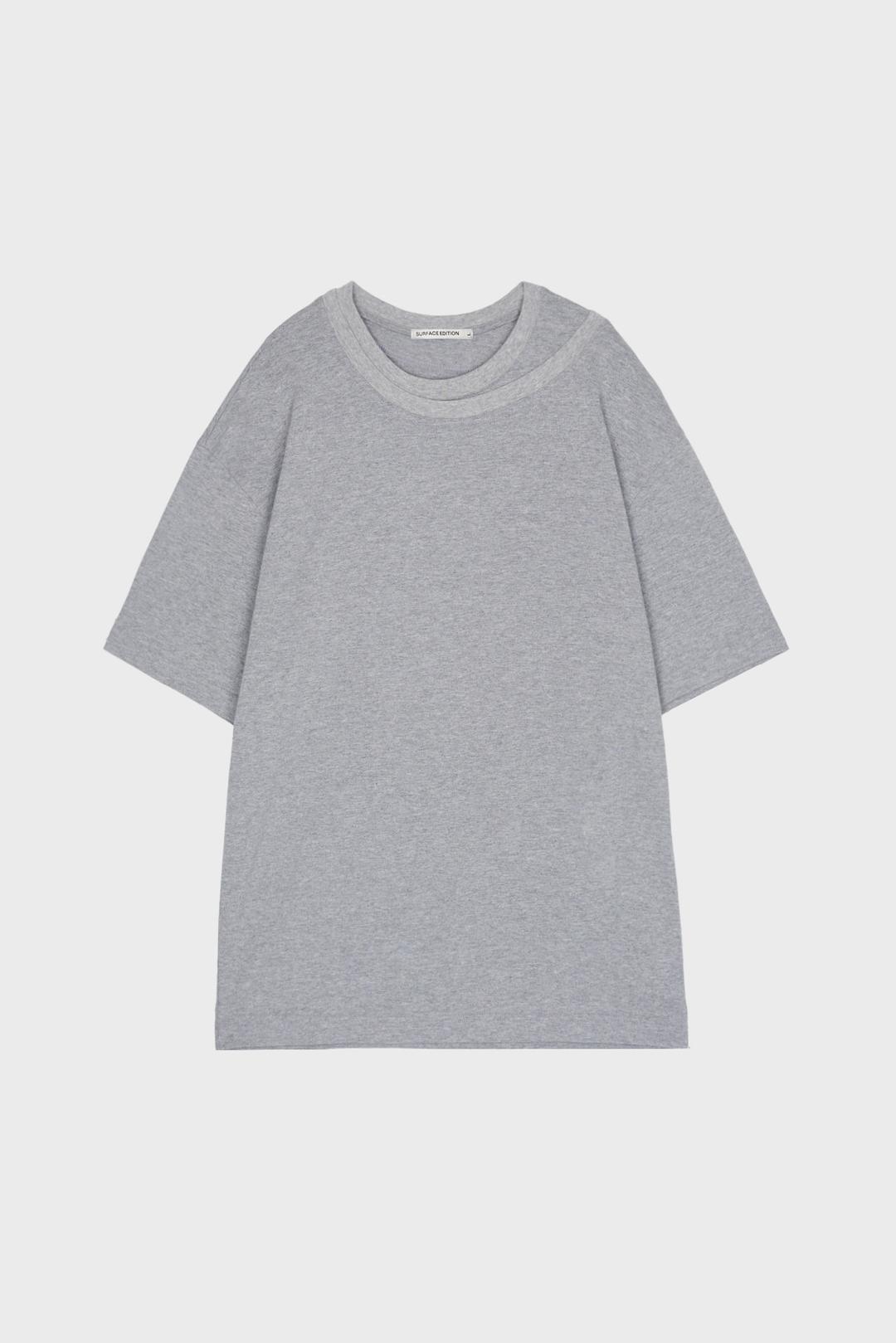DOUBLE NECK T-SHIRTS GRAY