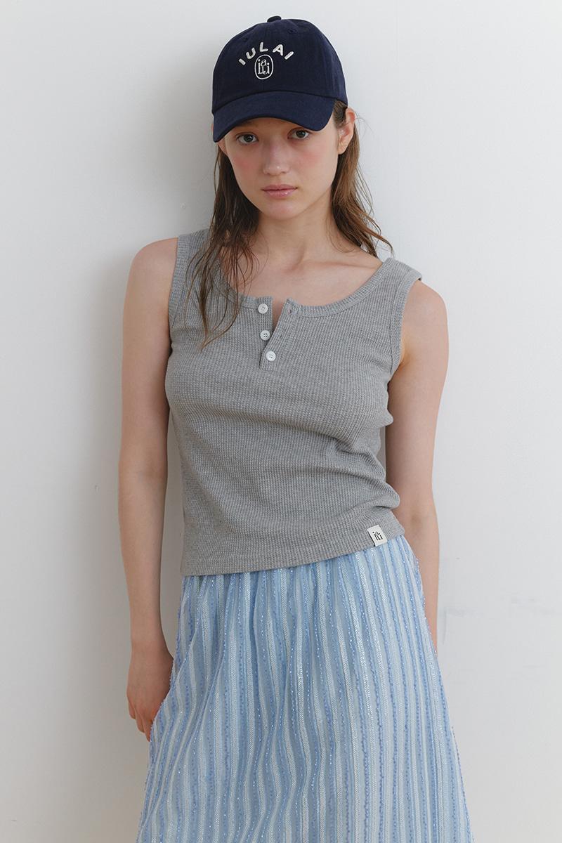 [2차 리오더] Waffle sleeveless T Melan grey