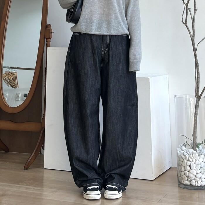 [M-XL/하비추천/이염X] 생지 와이드 스티치 데님팬츠