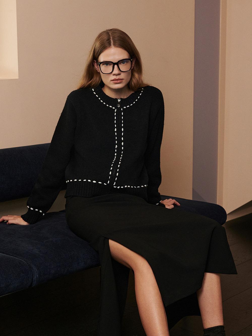 롤라 스티치 니트 가디건 Lola Stitch Knit Cardigan - Black