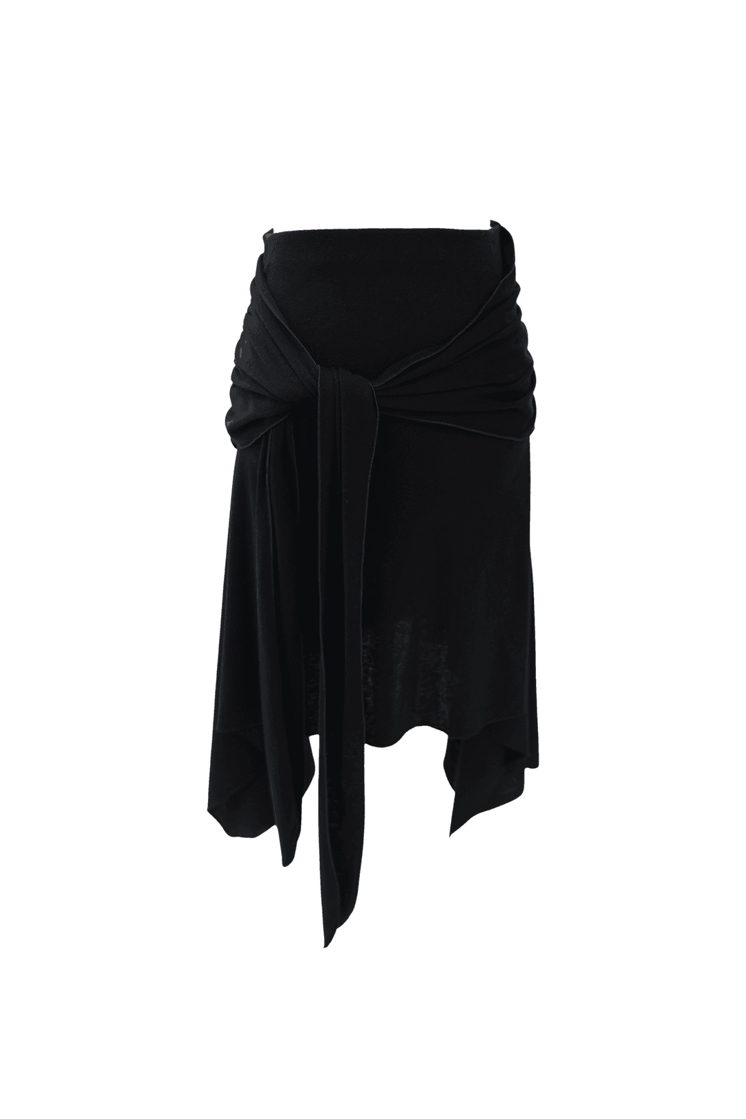 [Pink orchid house] Shirring unbal wrap skirt (2color) (Black)