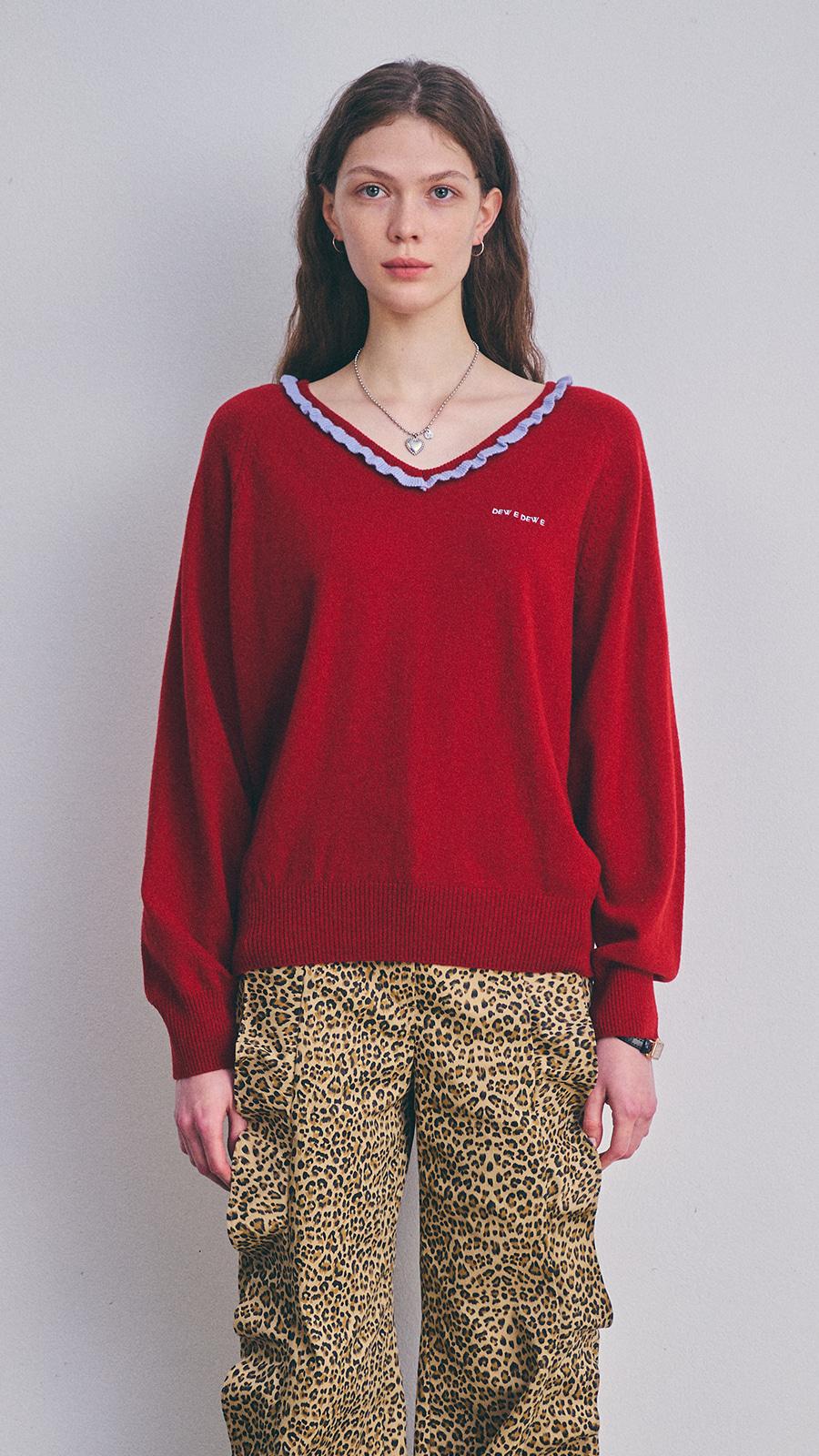 FRILL LINE KNIT_WINE