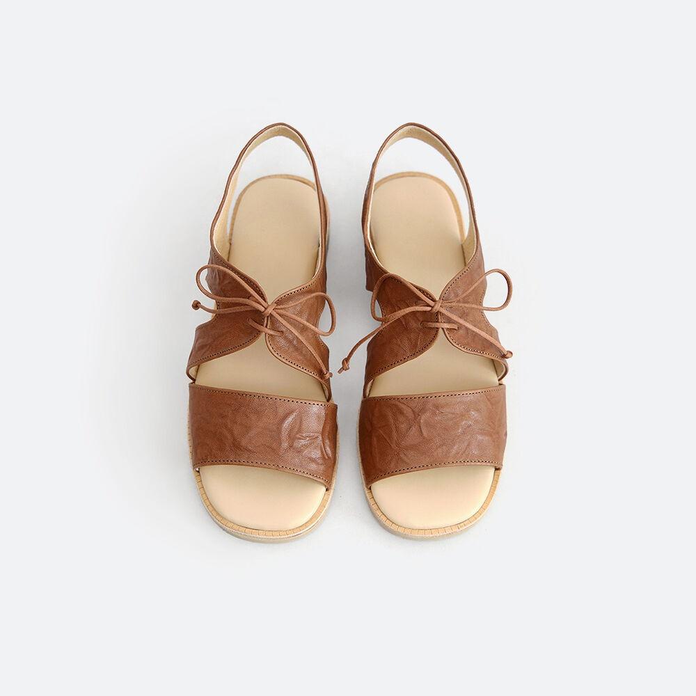 Textured Leather Sandals_Brown