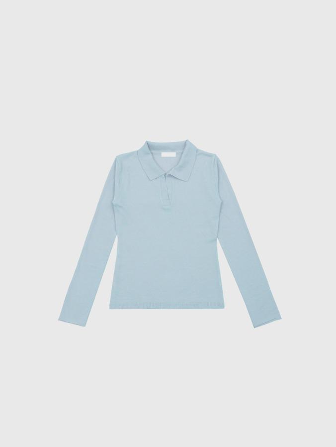 프롬뮤즈 knit open collar tee