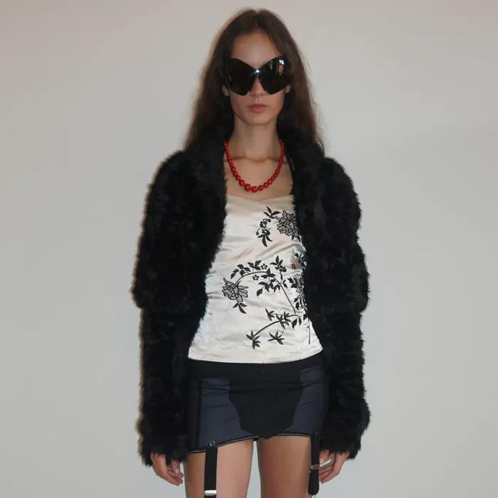 Faux Fur Corset Jacket Black