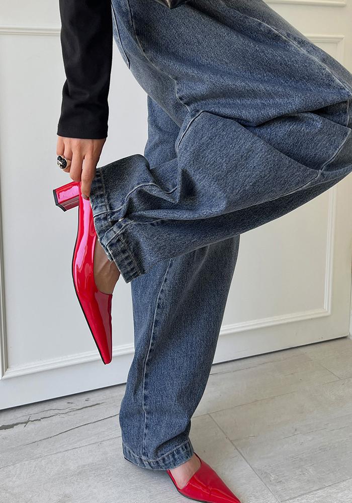 링클 에나멜 힐 - 레드