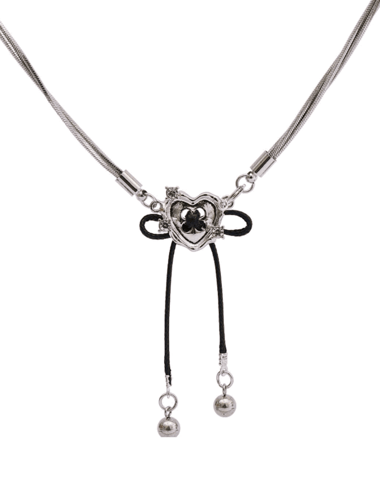 heart ribbon necklace [리본 하트 드롭 목걸이]