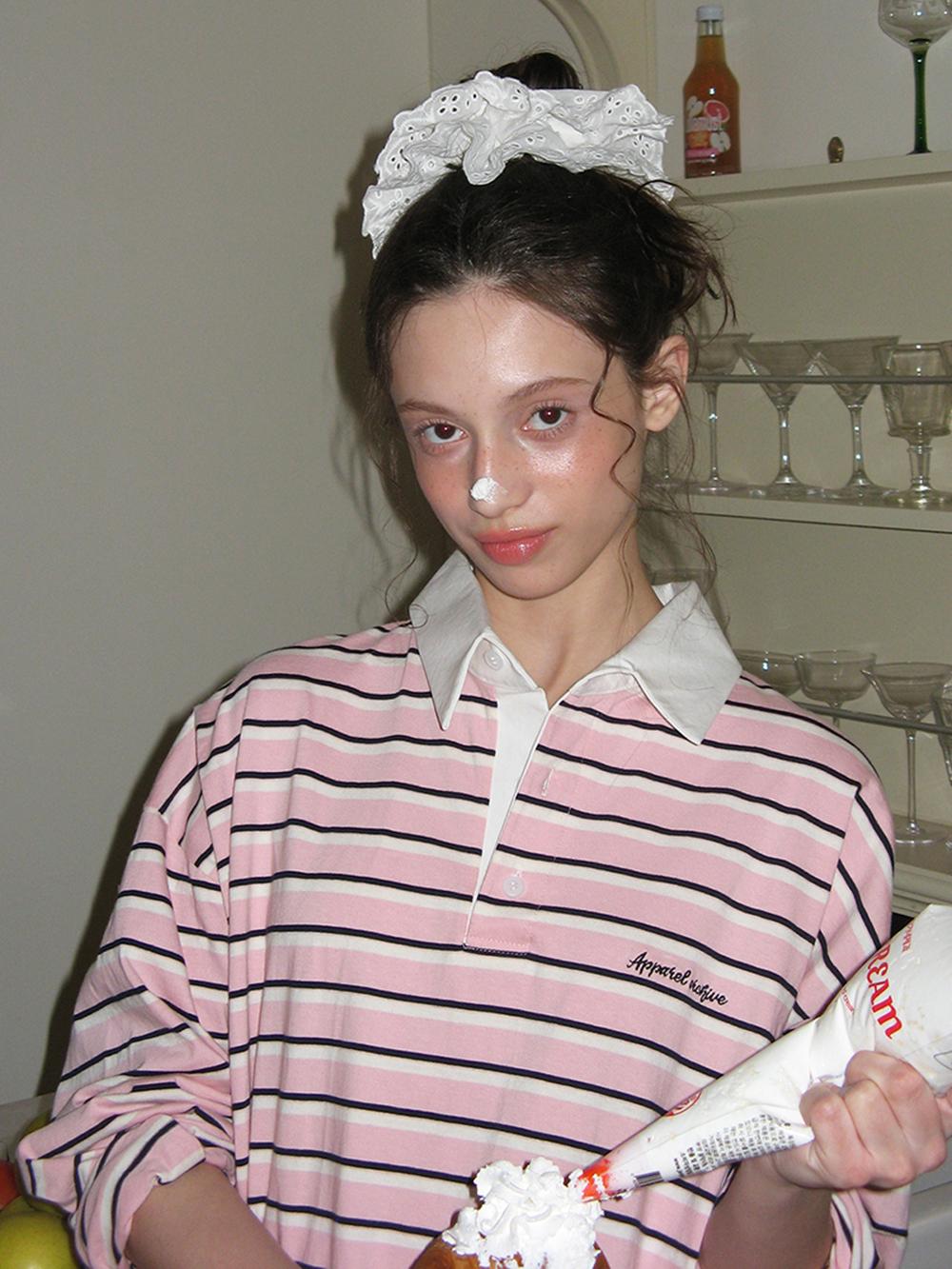 [AA] Bebe stripe PK t shirt_Pink