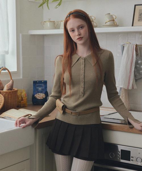 라킨 카라넥 버튼 긴팔 니트