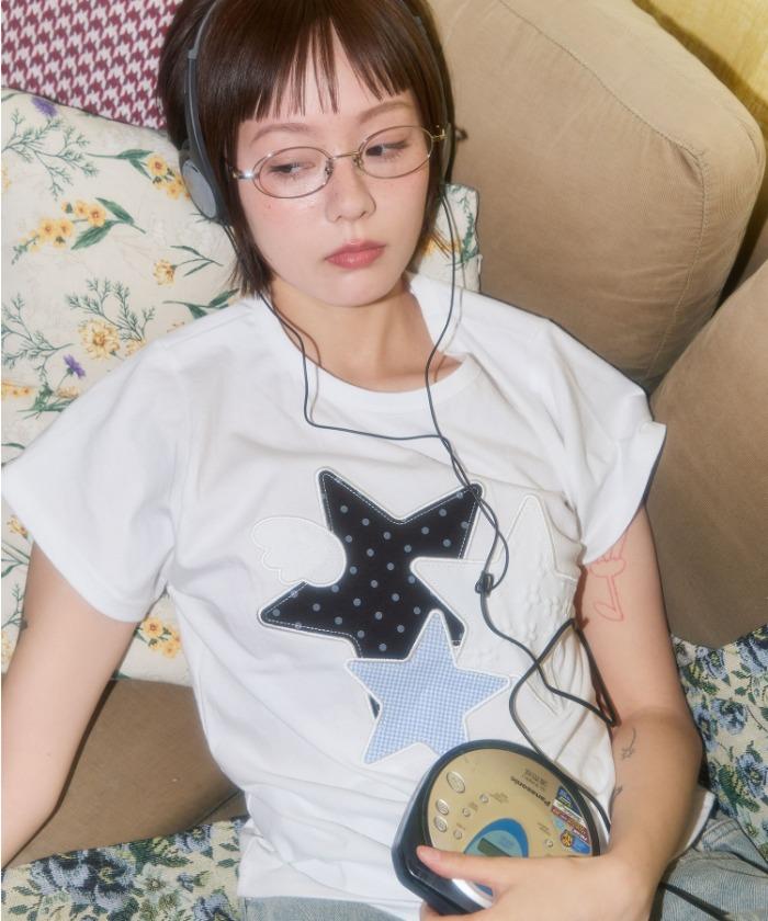 [5/19 예약배송] MIX STAR ANGEL PATCH TEE (WHITE) F25QB117