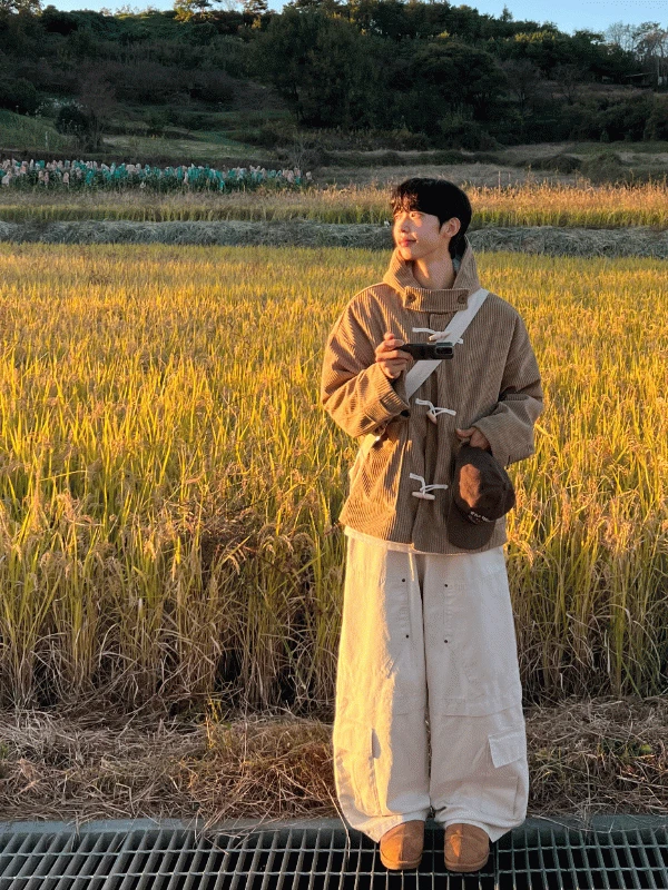 리브드 코듀로이 더플코트 (3colors)