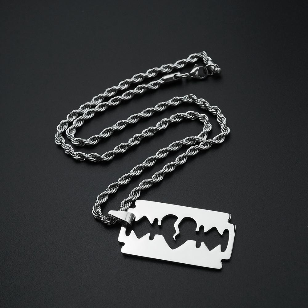 써지컬스틸 하트 포인트 블레이드 트위스트 체인 목걸이 N-0047