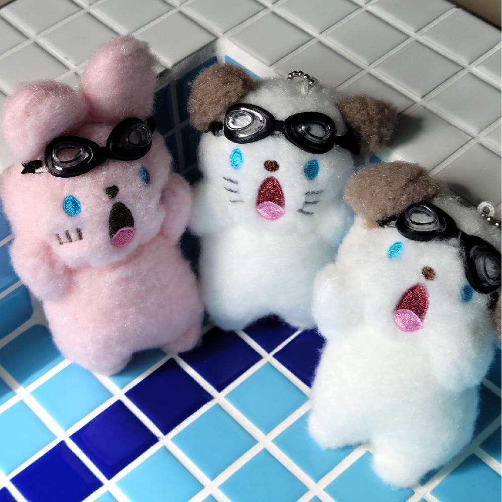 수영키링 음파인형 토끼 고양이 강아지 동물키링