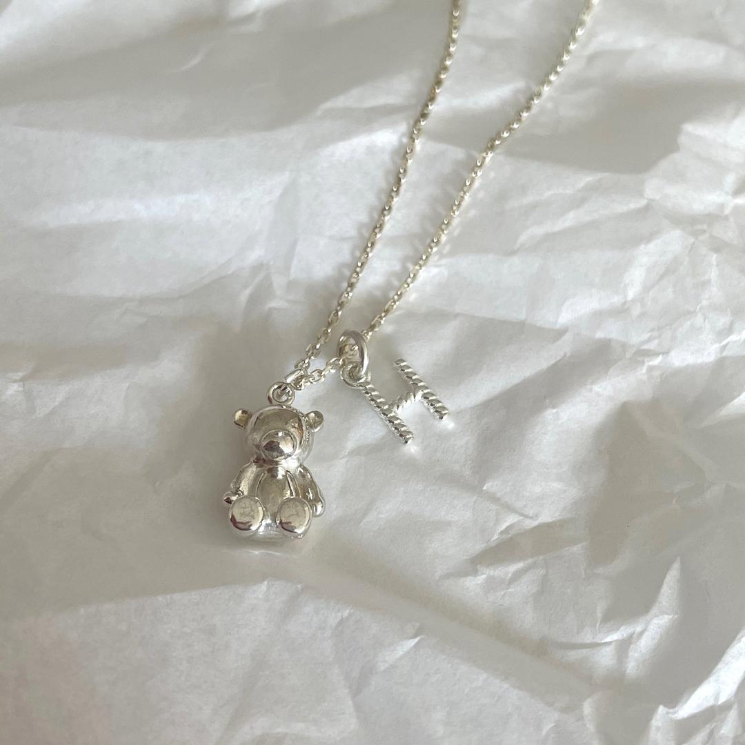 실버 베이직 테디베어 목걸이