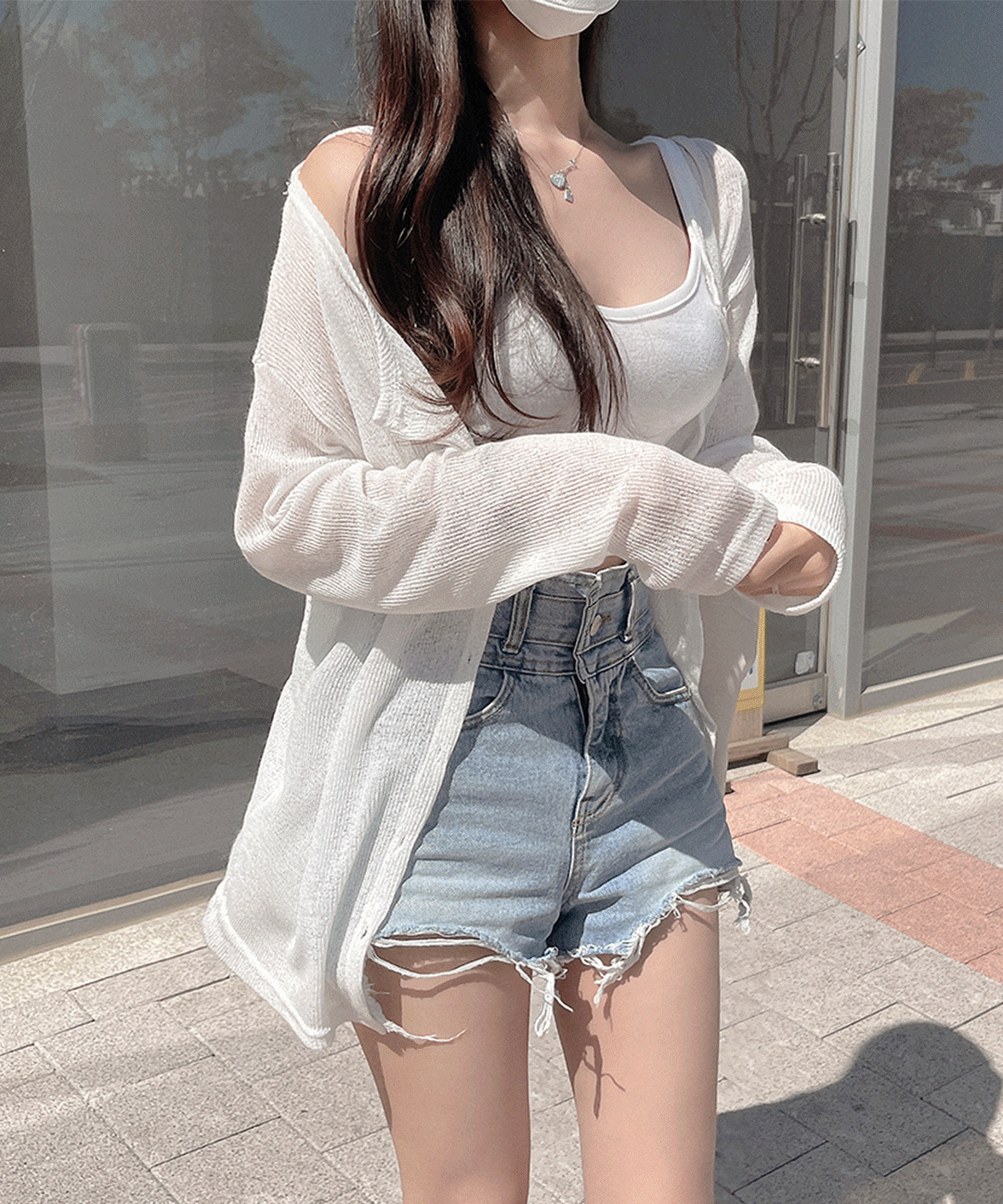 여리여리 루즈핏 라운드넥 버튼 썸머 린넨 시스루 가디건