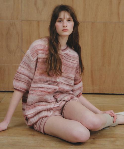 Pastel Stripe Knit Cardigan_CTK266(Pink)