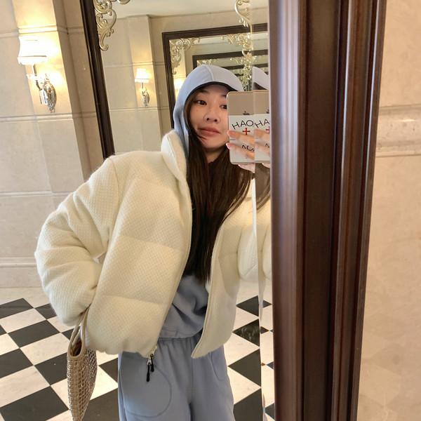 VC Winter Cream Puff Tweed Down Jacket