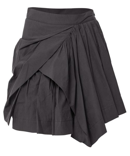 Asymmetrical Draped Layered Skirt (FL-252_Charcoal)