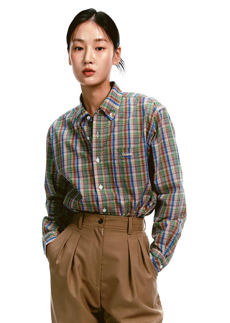 마드라스 체크 셔츠 [브라운&블루]
