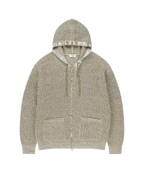 노이즈(NOISE)  자스티아 니트 후드 집업 - 콘 카키 - 사이즈 & 후기 | 무신사