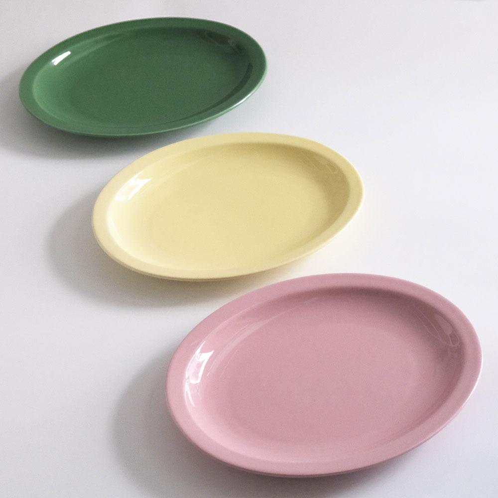 르네 컬러 타원 접시 3 color 도자기 브런치 카페 감성 그릇 샐러드 오벌 플레이트