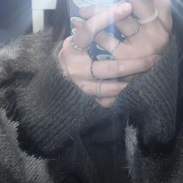 Grey Milk Ring Set (7개) / 반지세트 반지 우정링 비즈반지 원석반지 그레이 무채색 호마이카 실반지 유니크 심플 데일리