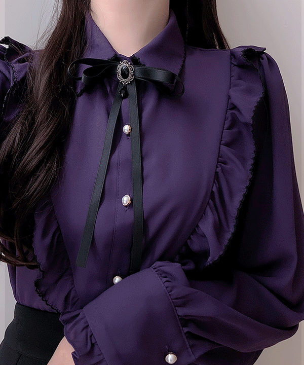 [브로치set]페어리 카라 블라우스 3color