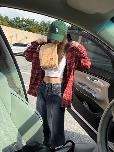 RP 오버핏 체크 셔츠