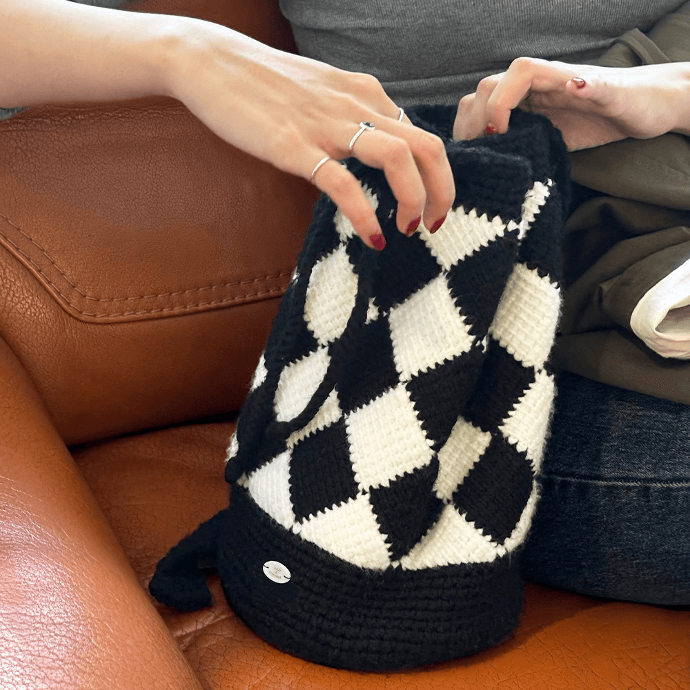 하비울 체커보드 백팩 솜이