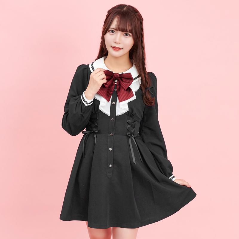 【楽天市場】ウエストレースアップラッフルワンピース　9/29 18:00 再入荷　8/30 18:00 クロ再入荷　8/23 18:00 販売スタート　2022aw Collection　secrethoney　シークレットハニー　シーハニ：Secret Honey