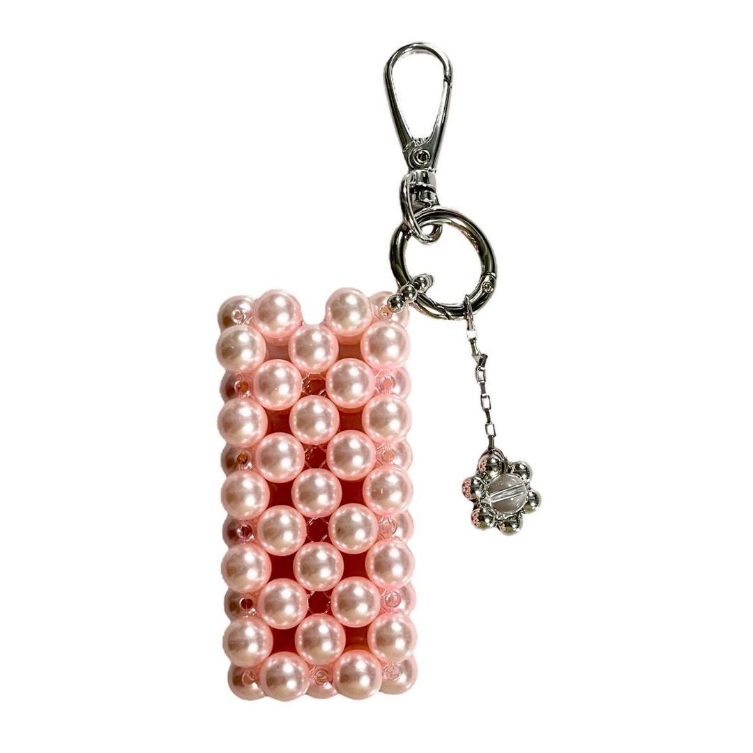 [r-o-m] Bead Bag Keyring 06.pink pearl