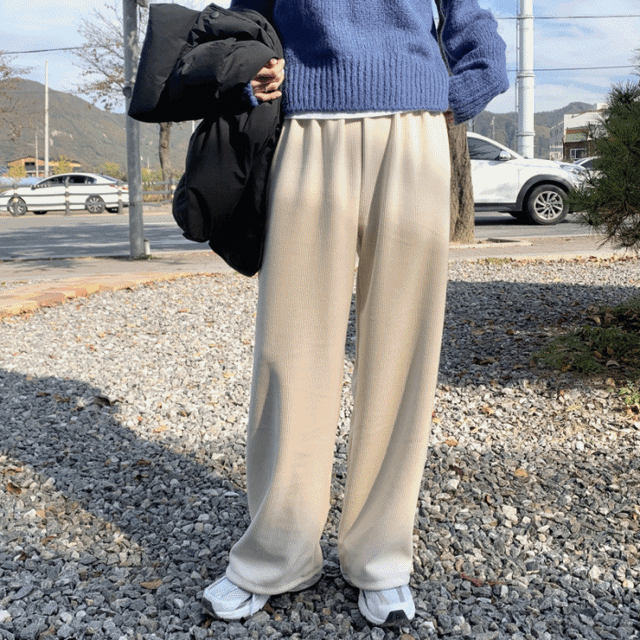 [당일출고](강추/겉기모) 코듀로이 pt - 골덴 하이웨스트 와이드 롱 밴딩 트레이닝 팬츠 4color