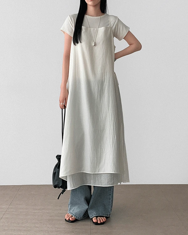 루닝 나시 레이어드 롱 원피스