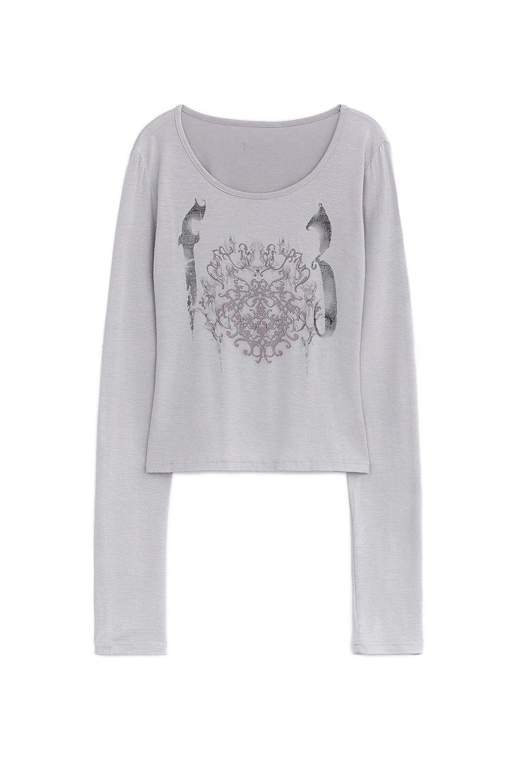 Ornament printed top (Graish Pink)