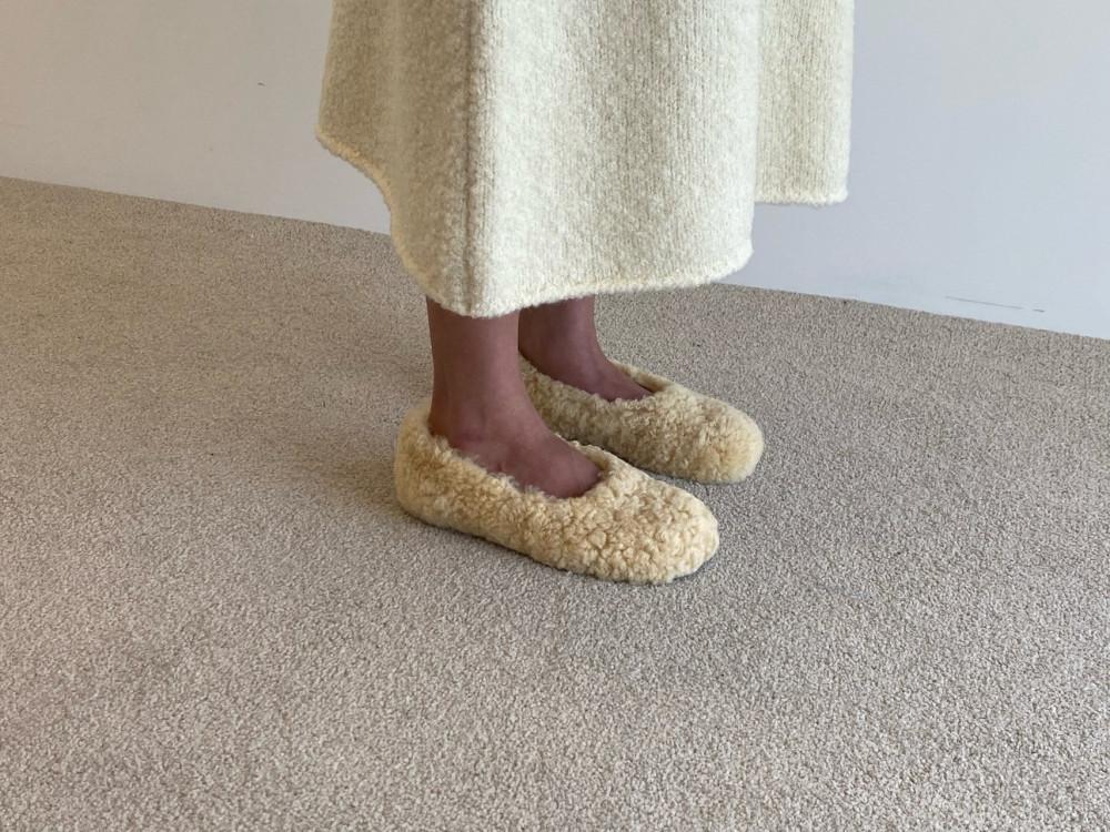 roomk 룸케이 리얼양털 플랫슈즈