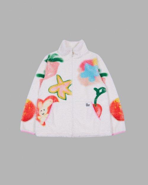 CHARACTER DRAWING FLEECE JACKET (IVORY)