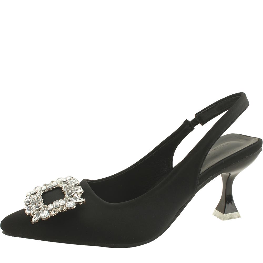 큐빅 브로치 슬링백 스틸레토힐 하이힐 7cm