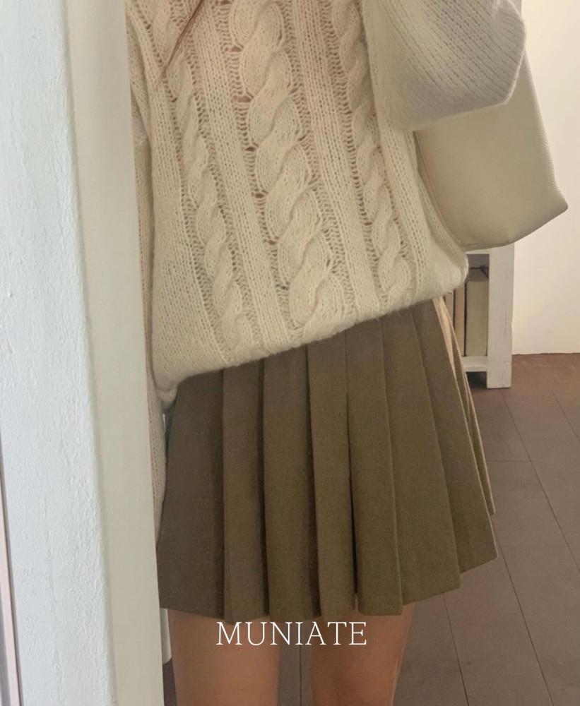 [MUNIATE] 당일 liter 리터 샬롯 울 버클 플리츠 스커트 바지 A라인 울 치마 바지