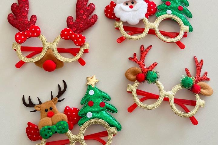 크리스마스 파티 안경 4type / 산타 루돌프 트리 홈파티 소품 장식용품