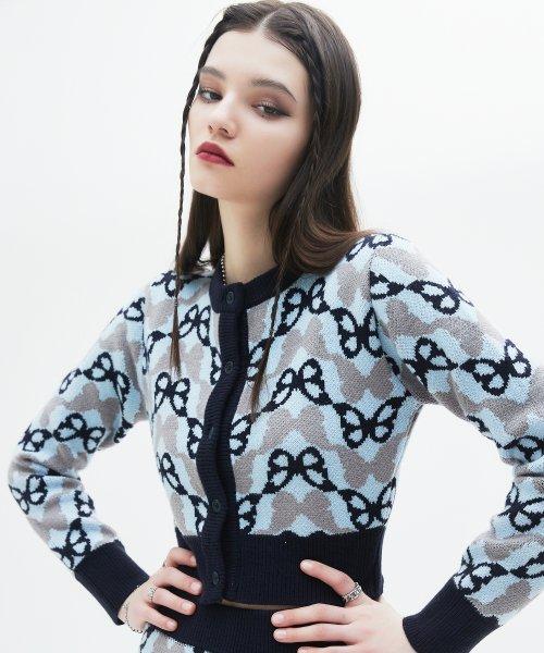 CL BUTTERFLY KNIT CARDIGAN(BLUE)