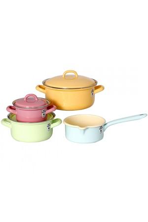 리스 번트 법랑냄비 4종 세트(밀크팬14cm/양수냄비12cm,16cm,20cm)