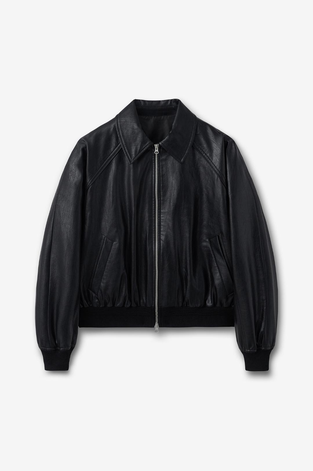 비건레더 래글런 자켓 [블랙]